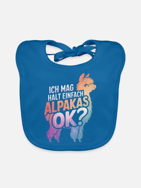 Alpaka Llama - Baby Bio-Lätzchen - Pfauenblau - Vorne