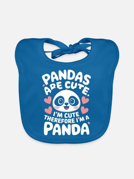Panda Bear Panda Animal Pandas - Organic Baby Bibs - peacock-blue - Front