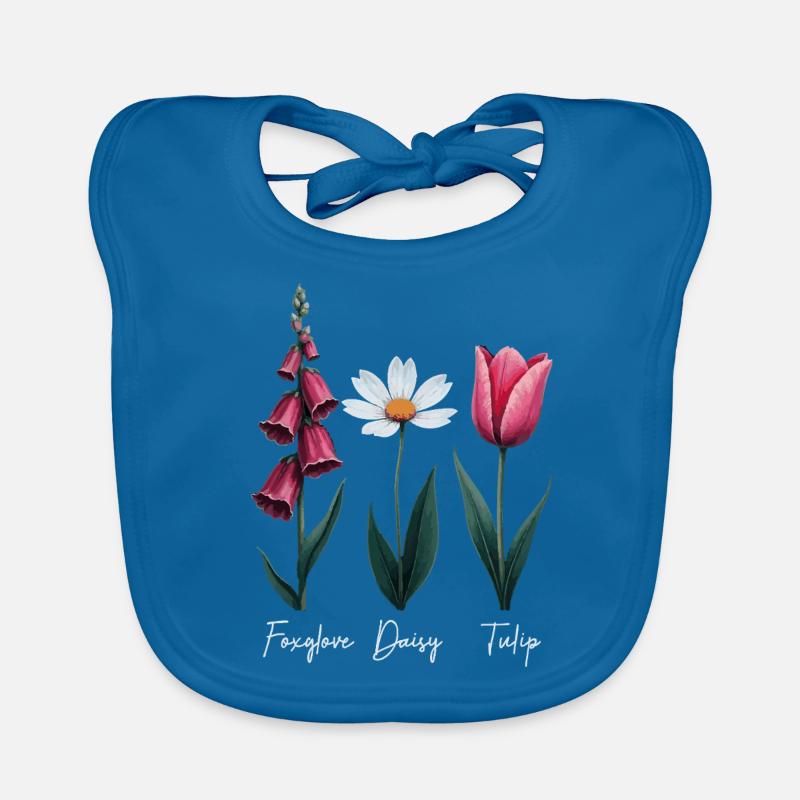Fingerhut Gänseblümchen Tulpe Blumen - Baby Bio-Lätzchen - Pfauenblau