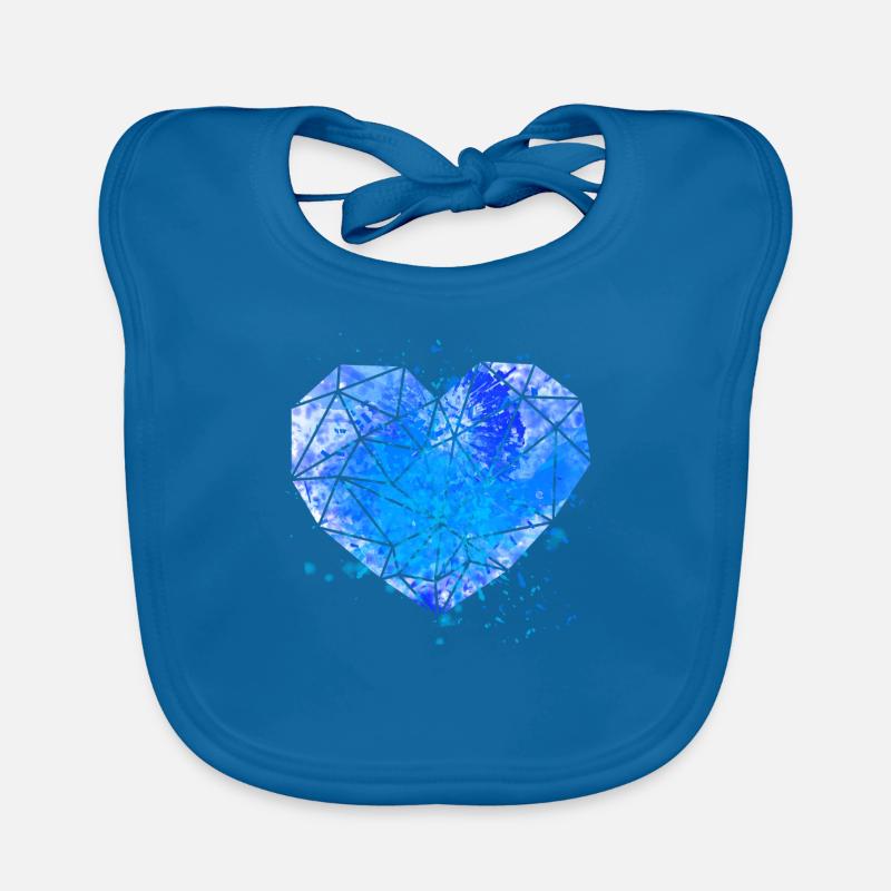 Coeur explosion (bleu) - Bavoir bio Bébé - bleu paon