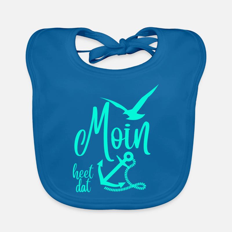 Moin heet dat - Anker & Möwen Motiv - Norddeutsch Baby Bio-Lätzchen