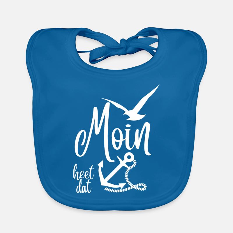 Moin heet dat - Anker & Möwen Motiv - Norddeutsch Baby Bio-Lätzchen