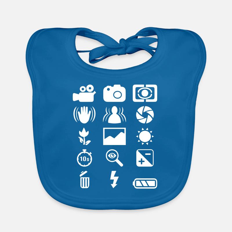 DSLR Camera icon - Bavoir bio Bébé - bleu paon