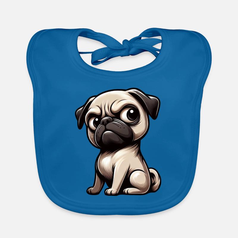 Cute cartoon pug skeptical look Organic Baby Bibs