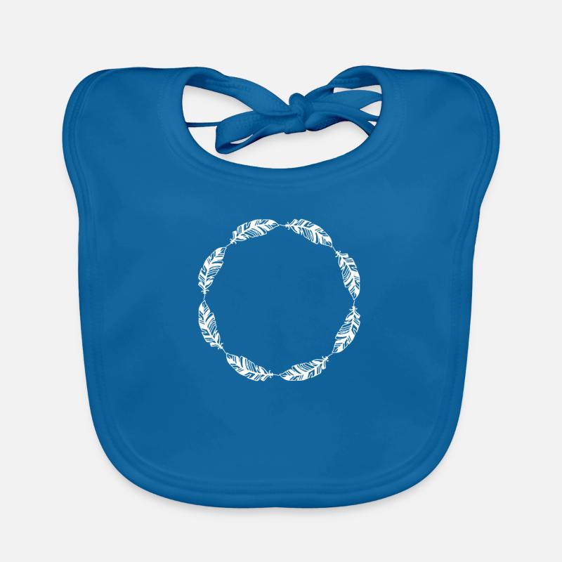 Outline Circle Frame Feather Feather Design Organic Baby Bibs