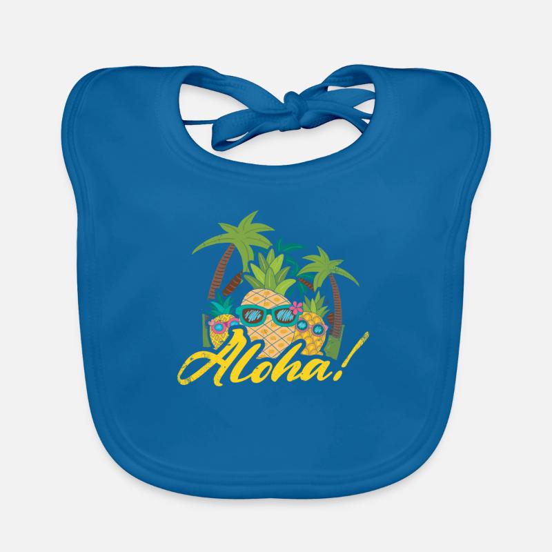 Aloha Pineapple And Pine Tree Design For The Beach Organic Baby Bibs