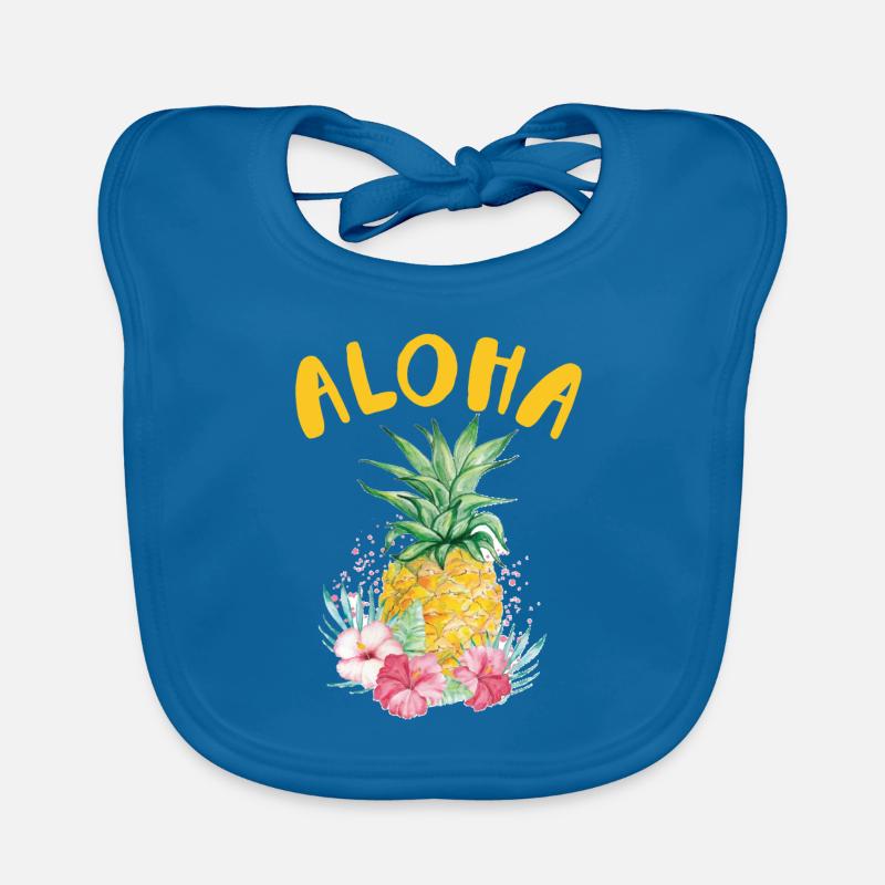 Aloha pineapple flower design For beach lovers Organic Baby Bibs