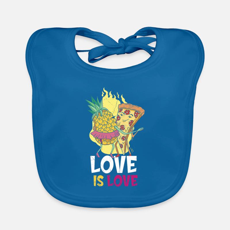 Love Is Love, Pineapple And Pizza Design For The Organic Baby Bibs