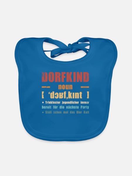 Dorfkind und stolz drauf. Dorfkind - Baby Bio-Lätzchen - Pfauenblau - Vorne