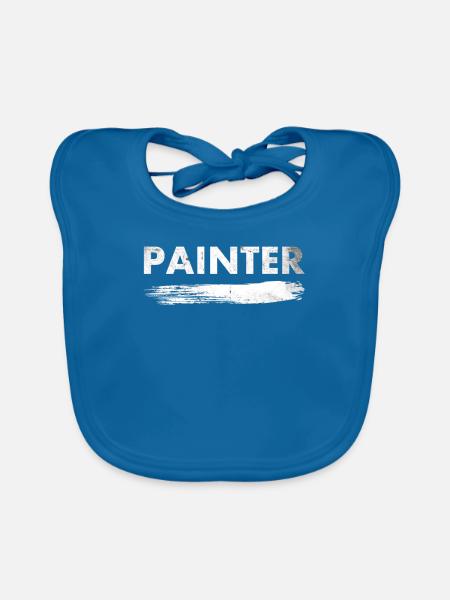 Maler-dekorateur-design Pour les peintres-artistes - Bavoir bio Bébé - bleu paon - Devant