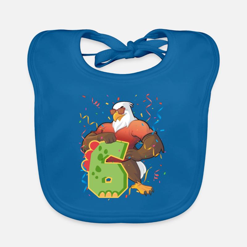 Bald eagle design for sixth birthday Organic Baby Bibs
