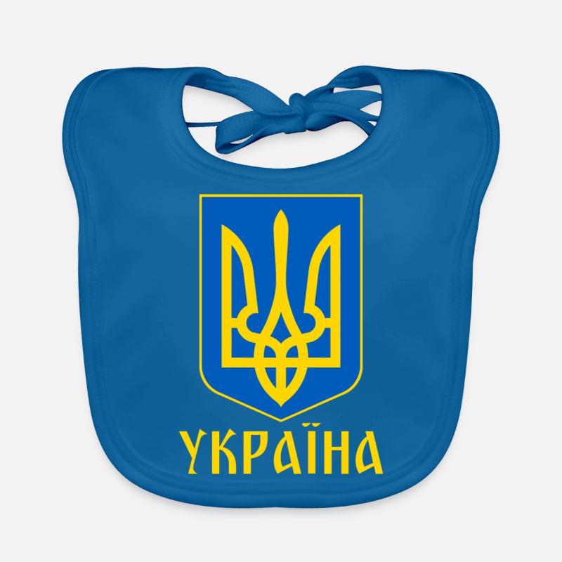 UKRAINE - Bavoir bio Bébé - bleu paon
