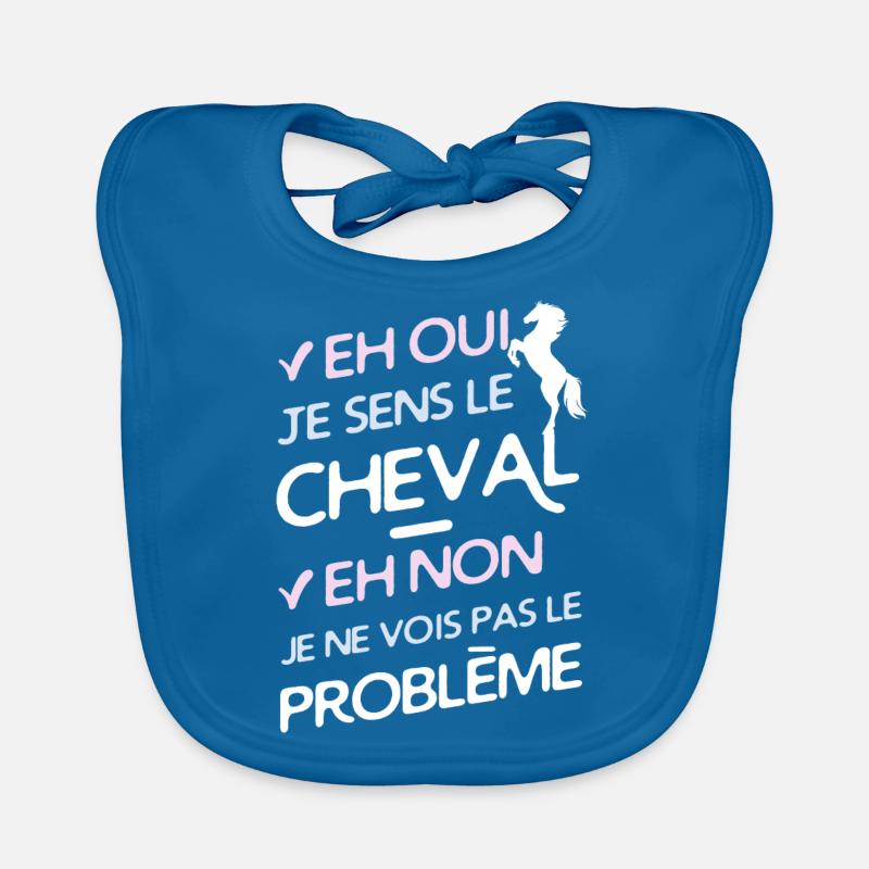 Je sens le cheval - Bavoir bio Bébé - bleu paon