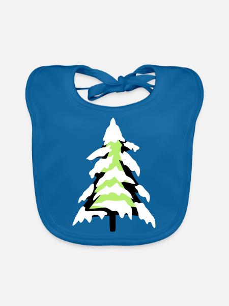 schnee kalt weihnachtsbaum tannenbaum tanne sterne - Baby Bio-Lätzchen - Pfauenblau - Vorne