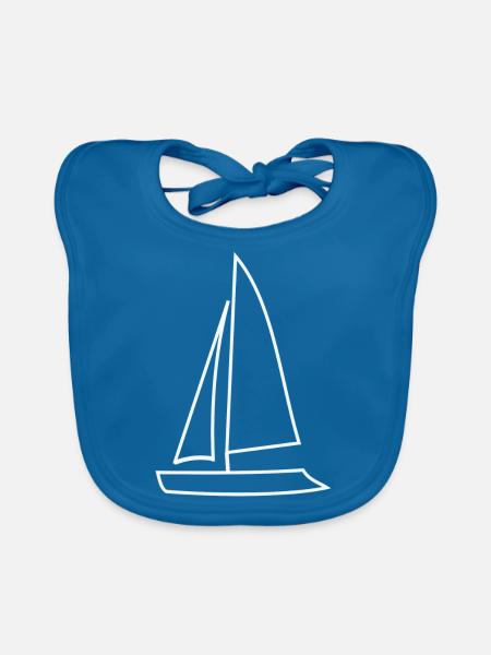 Segelboot - Baby Bio-Lätzchen - Pfauenblau - Vorne