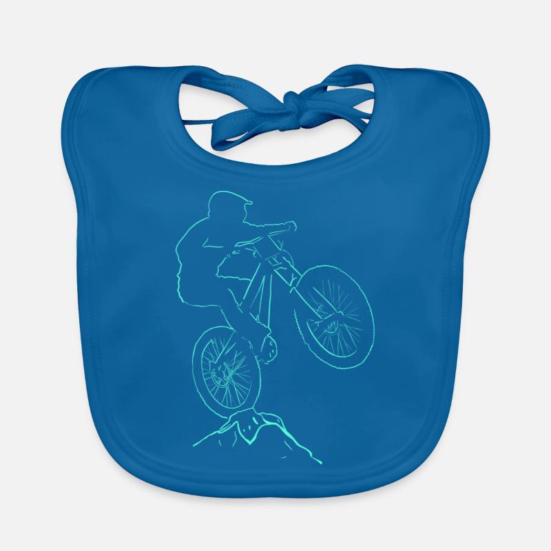 Biker velo descente - Bavoir bio Bébé - bleu paon