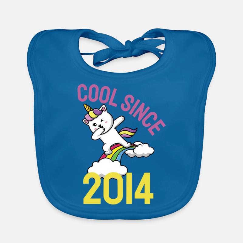 Cool since 2014 Dabbing cat 8th birthday Organic Baby Bibs