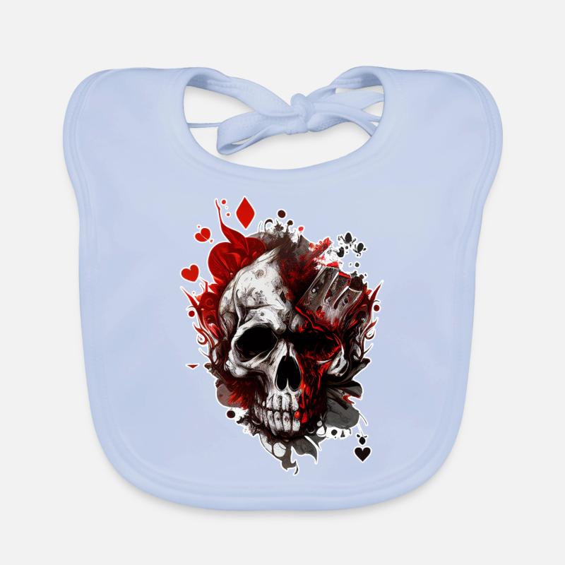 Splash multicolor skull. poker face Organic Baby Bibs