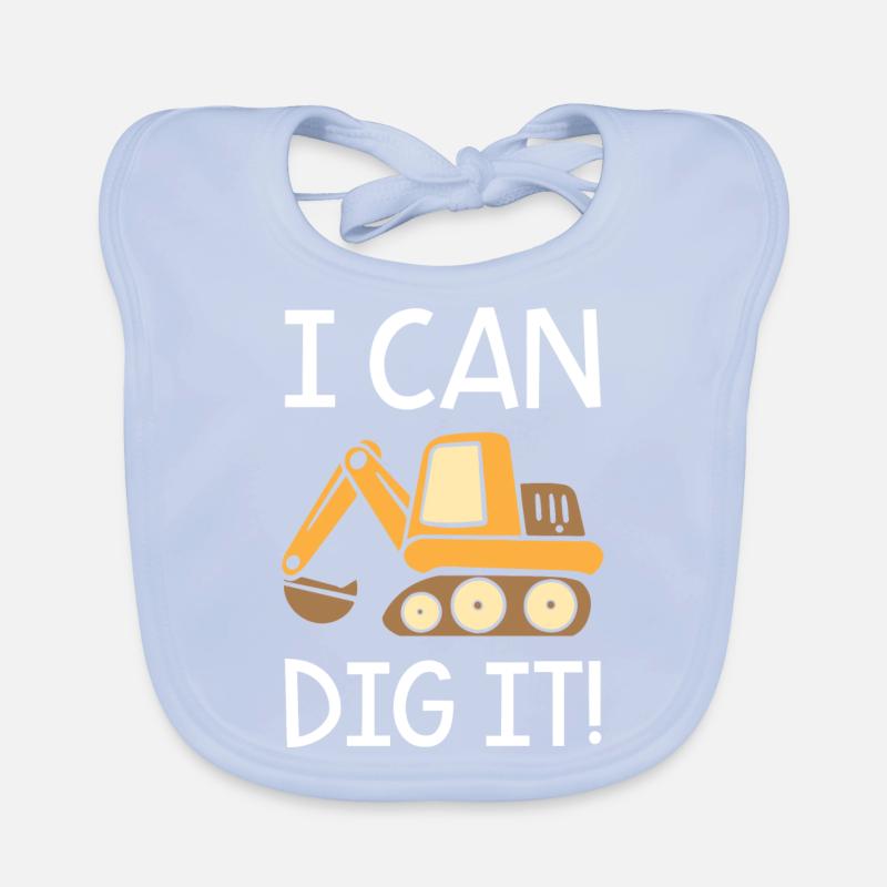 I Can Dig It Excaavator Organic Baby Bibs