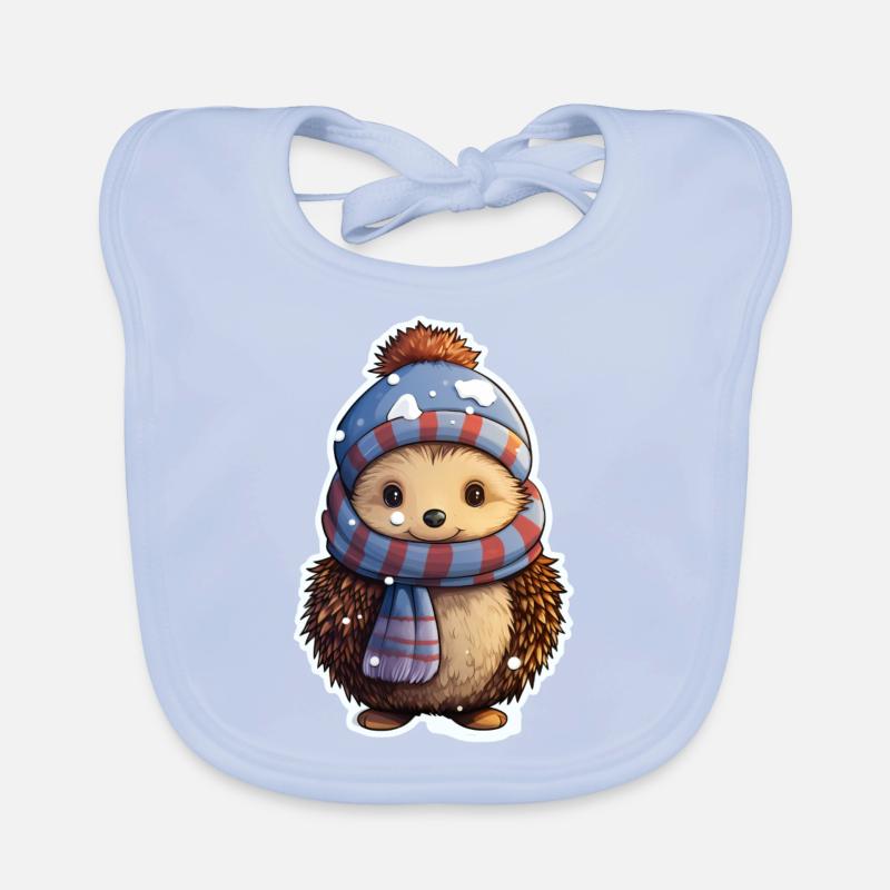 Lustiges Igelchen im Winter Baby Bio-Lätzchen