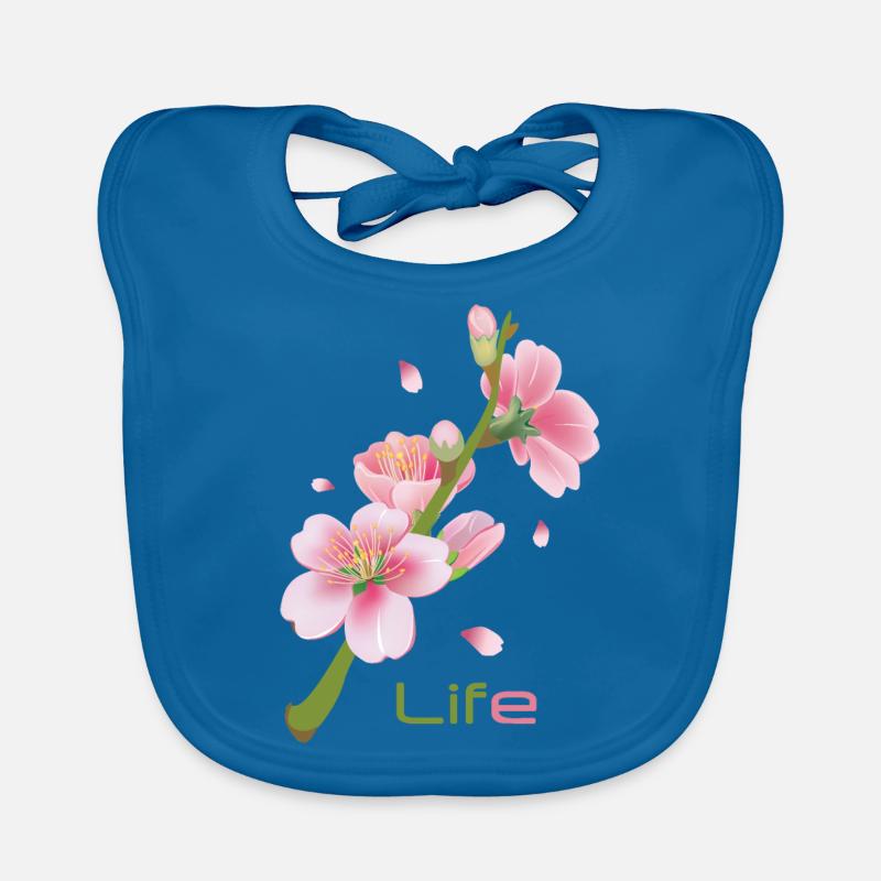 Kirschblüten Fleur de cerisier Sakura - Vie - Bavoir bio Bébé - bleu paon