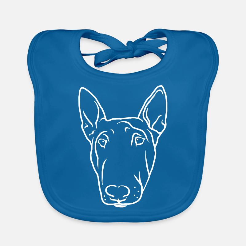 Tête de Bull Terrier - Bavoir bio Bébé - bleu paon