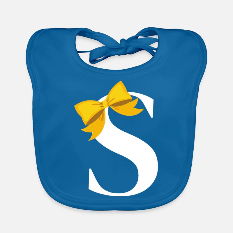 Letter s yellow bow Organic Baby Bibs