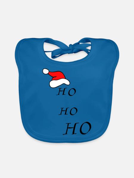 ho ho ho Noël - Bavoir bio Bébé - bleu paon - Devant