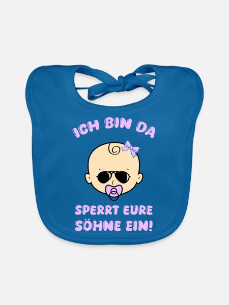 Petite fille enferme tes fils - Bavoir bio Bébé - bleu paon - Devant