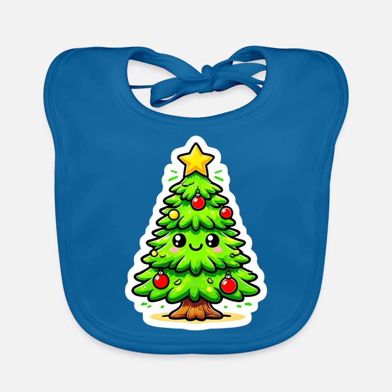 Arbre de Noël Sapin de Noël - Bavoir bio Bébé - bleu paon