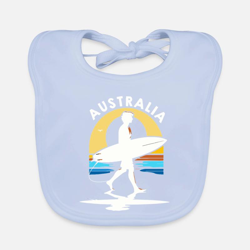 Surfeur Australie au coucher soleil Bavoir bio Bébé