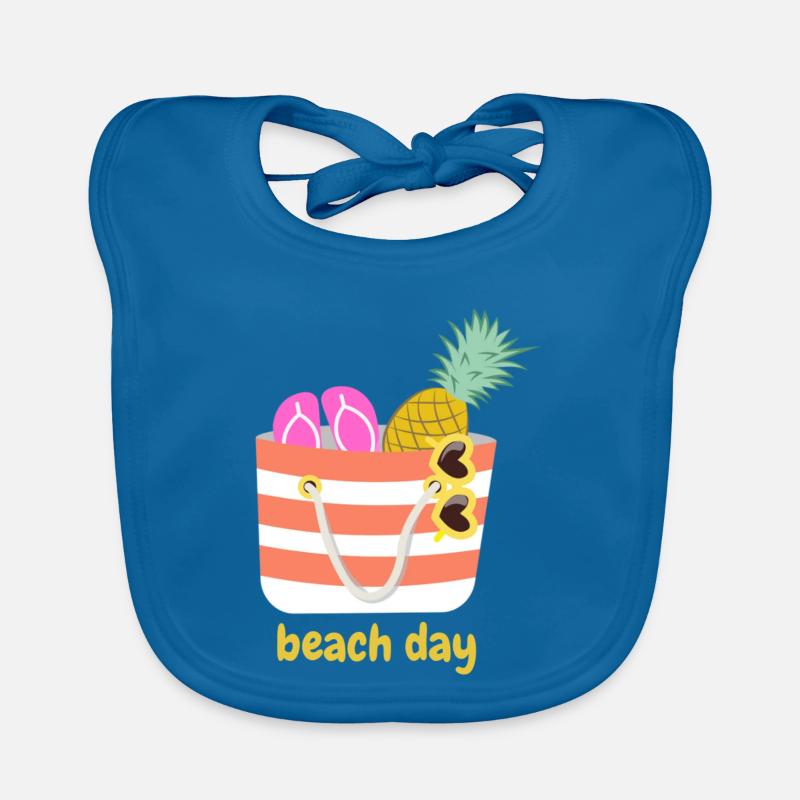 Beach day - Baby Bio-Lätzchen - Pfauenblau
