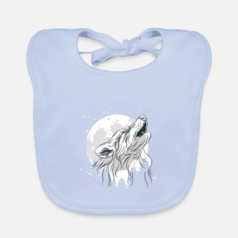 Moon with a wolf Organic Baby Bibs