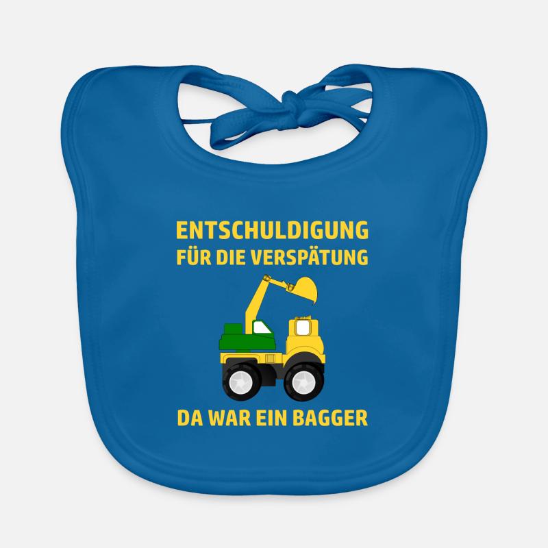 Bagger Spruch Kinder Lustig - Baby Bio-Lätzchen - Pfauenblau