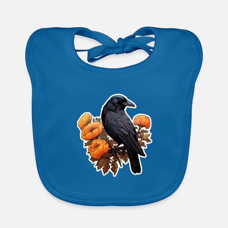 Corbeau sur fleur buisson Halloween automne Bavoir bio Bébé