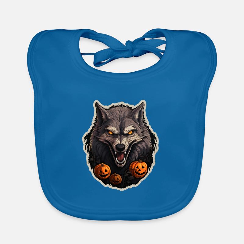 Halloween Wolf with Pumpkin Organic Baby Bibs