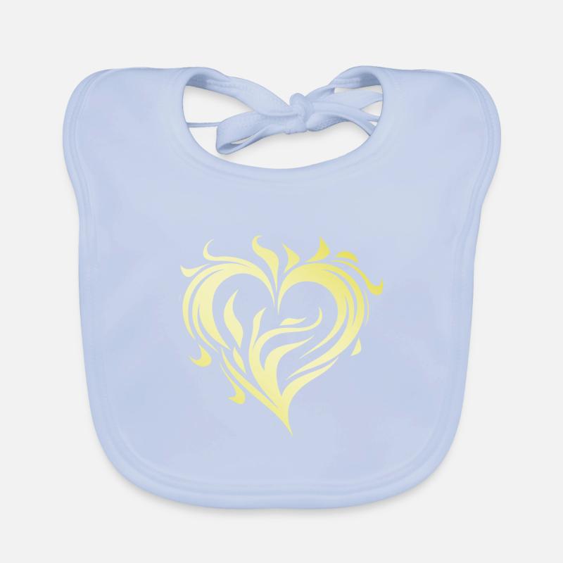 Heart Gold Flame Organic Baby Bibs