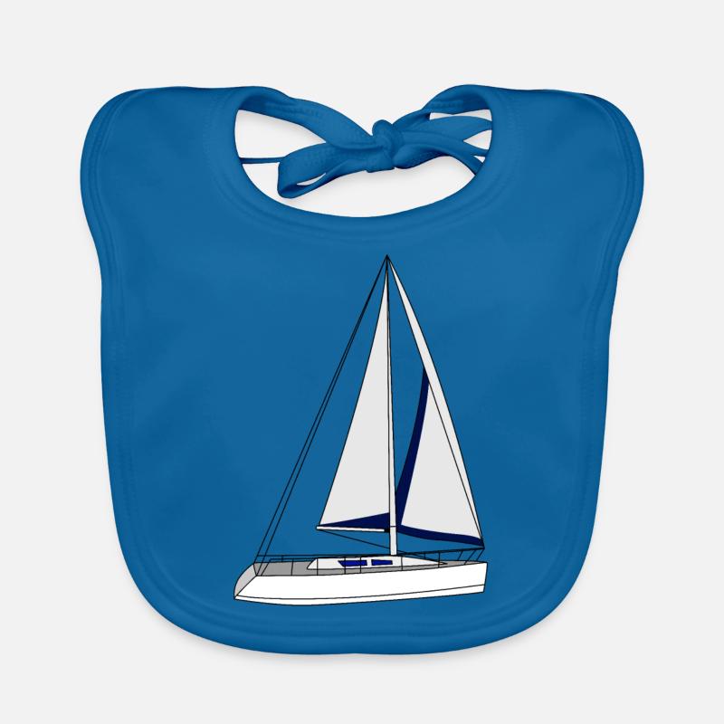 Voilier - Bavoir bio Bébé - bleu paon