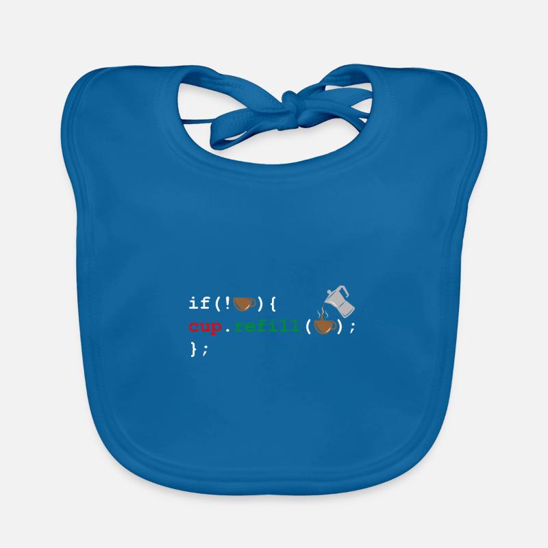 Code de la caféine Code du café - Bavoir bio Bébé - bleu paon