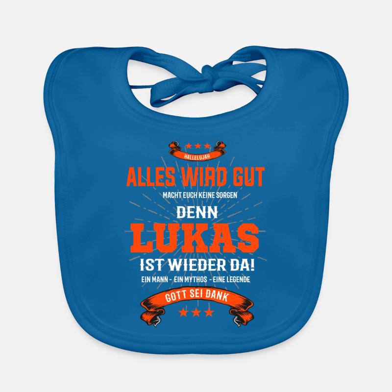 Alles wird gut denn Lukas ist da! Cooles T-Shirt Baby Bio-Lätzchen