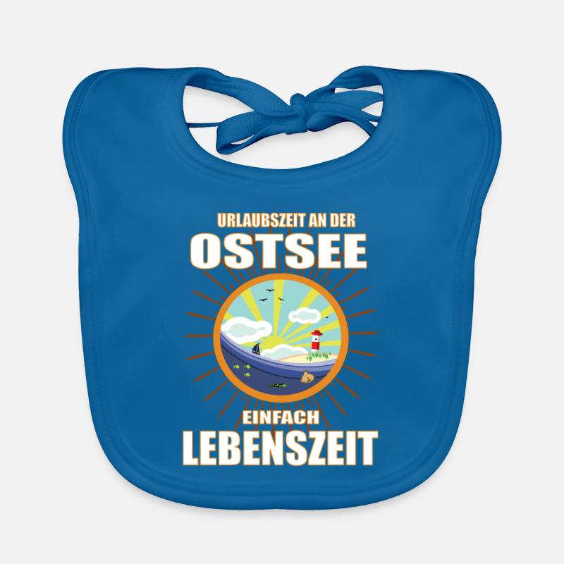 Urlaubszeit an der Ostee, einfach Lebenszeit - Baby Bio-Lätzchen - Pfauenblau