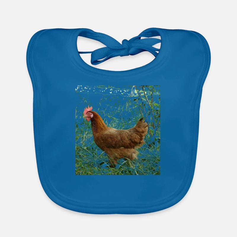 Huhn - Baby Bio-Lätzchen - Pfauenblau