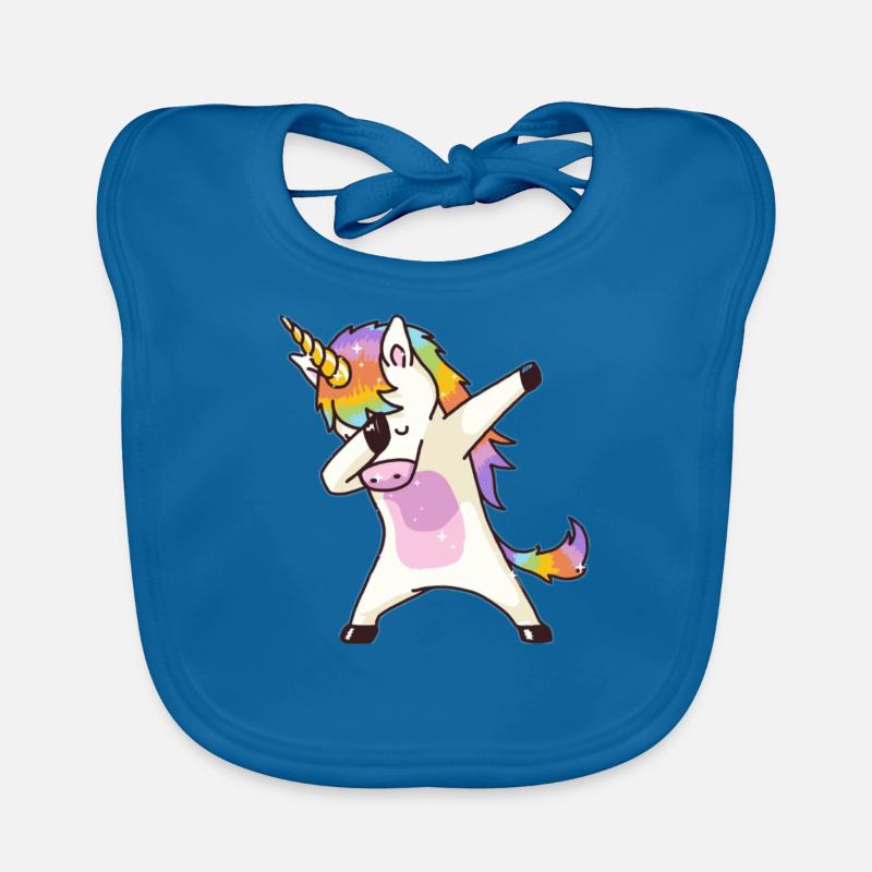 licorne - Bavoir bio Bébé - bleu paon