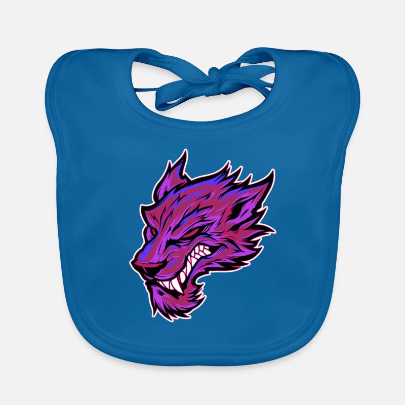 Wolf Head Wolf Head Tattoo Graffiti Pink Organic Baby Bibs