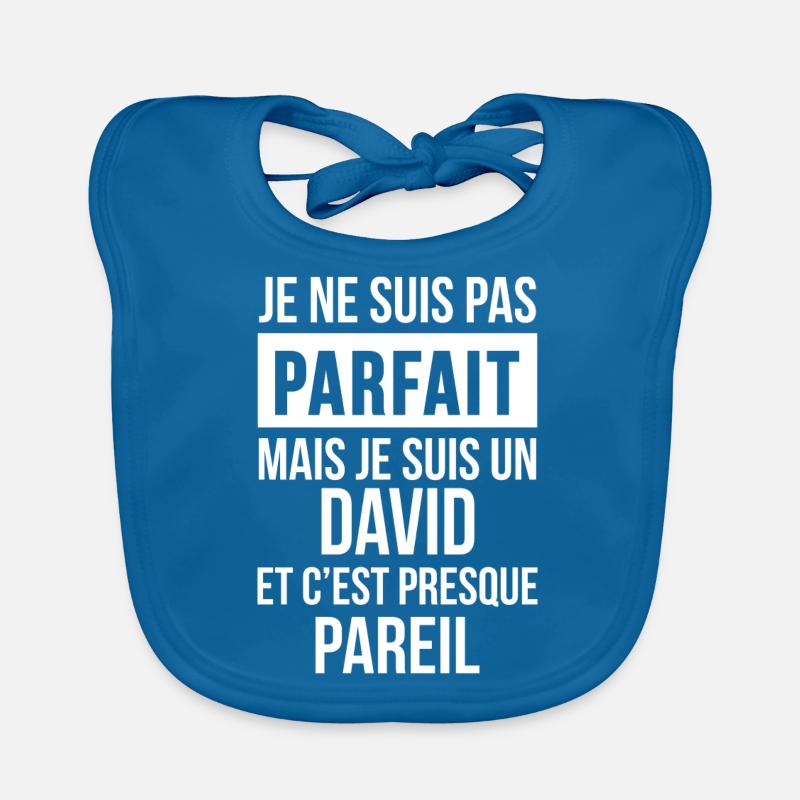 Nom de Famille - DAVID - Bavoir bio Bébé - bleu paon