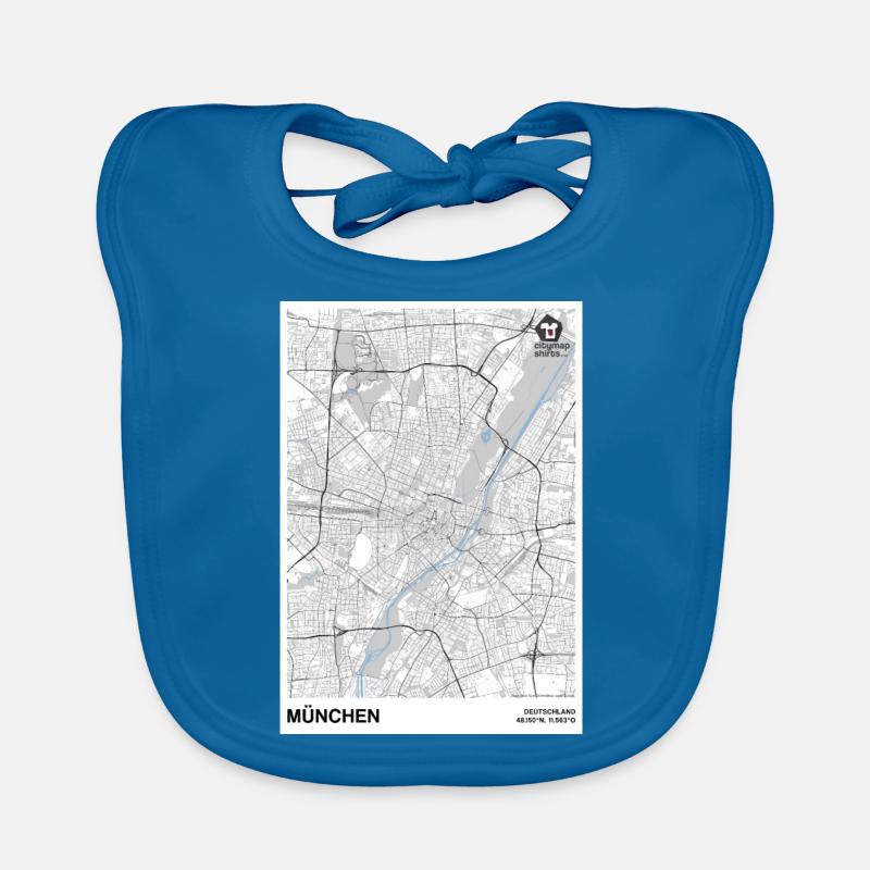Munich Basic city map black and white Organic Baby Bibs