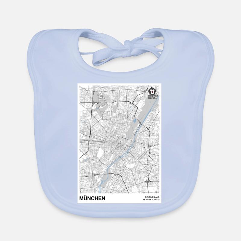 München Basic Stadt Karte schwarz/weiß Baby Bio-Lätzchen