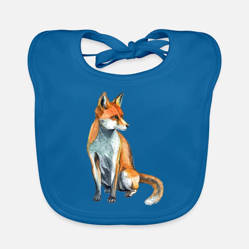 renard - Bavoir bio Bébé - bleu paon