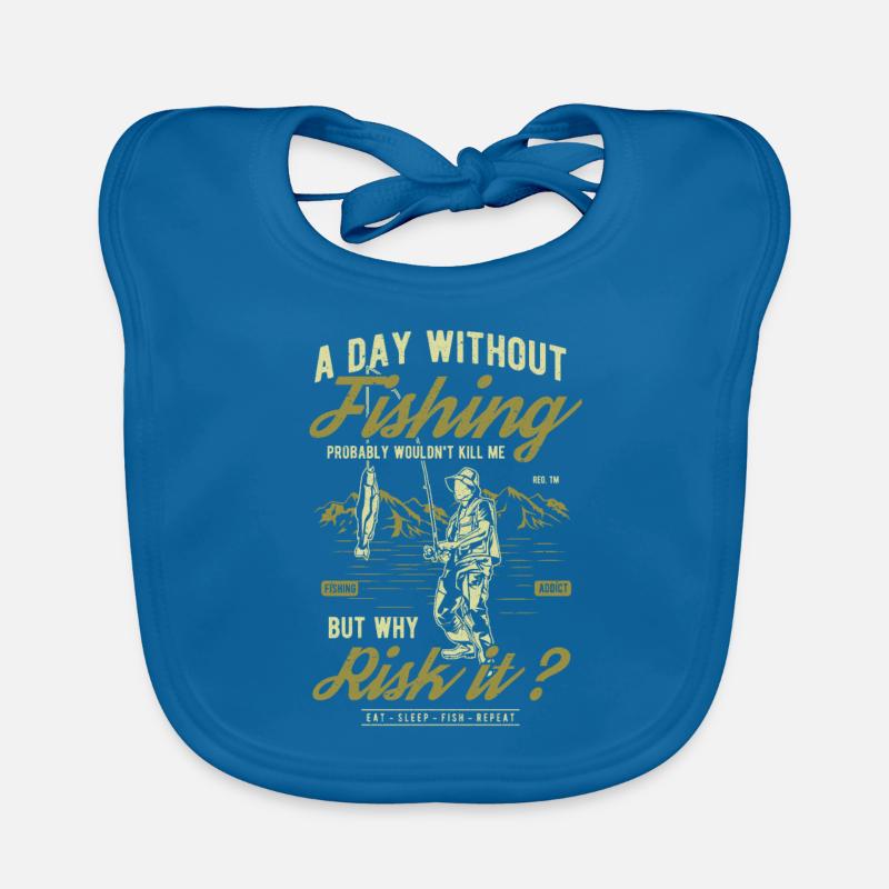 Pêche pêche cadeau pêche - Bavoir bio Bébé - bleu paon