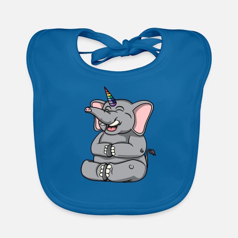 Licorne d'éléphant - Bavoir bio Bébé - bleu paon